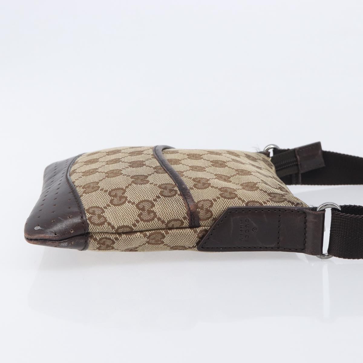 GUCCI GG Canvas Shoulder Bag Beige Silver 147671 Auth 211962
