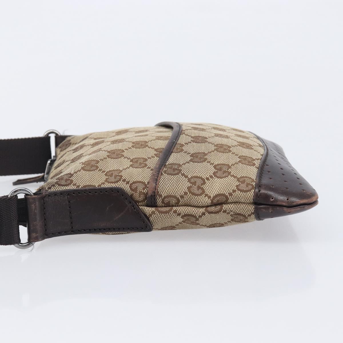 GUCCI GG Canvas Shoulder Bag Beige Silver 147671 Auth 211962