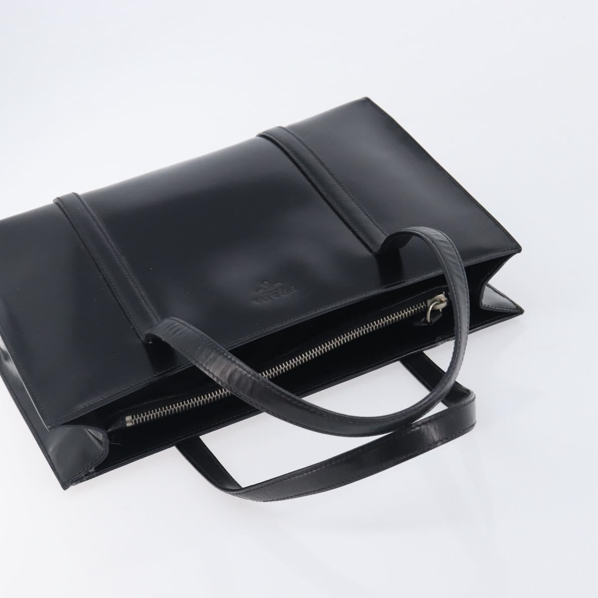 PRADA Hand Bag Patent Leather Black Silver Auth 211963