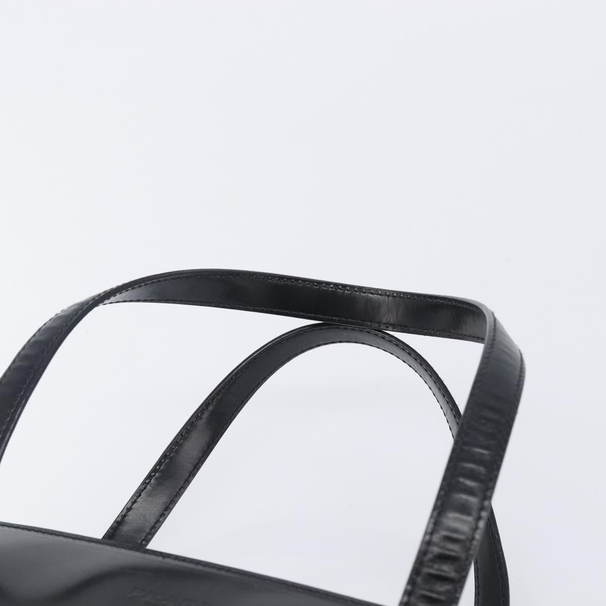 PRADA Hand Bag Patent Leather Black Silver Auth 211963