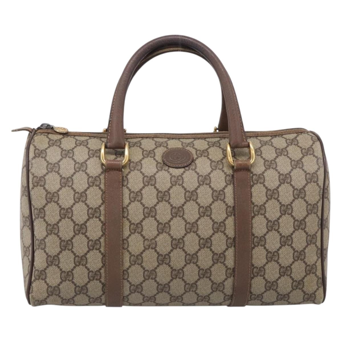 GUCCI GG Supreme Tote Bag PVC Beige Gold Auth 211965
