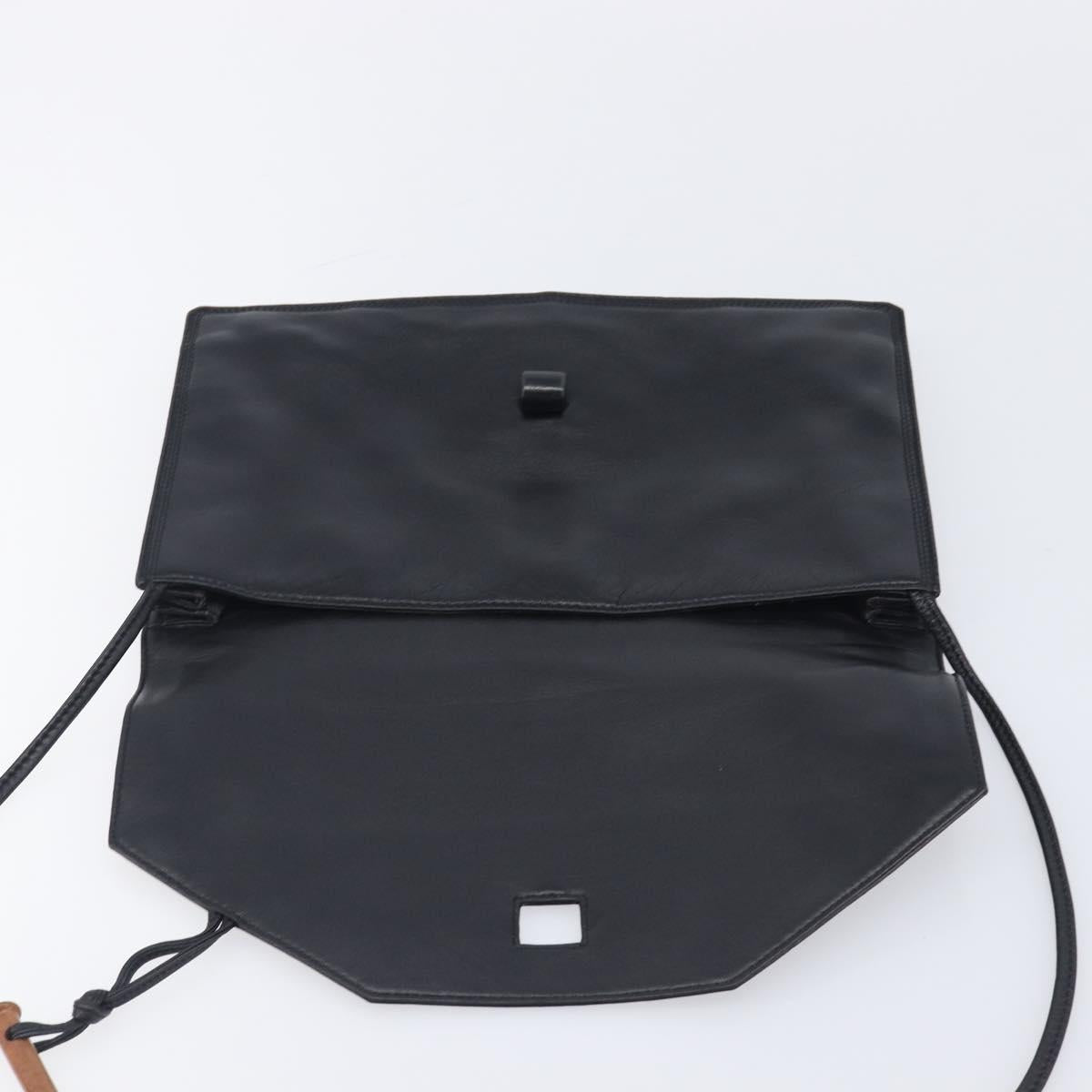 LOEWE Shoulder Bag Leather Black Auth 211966