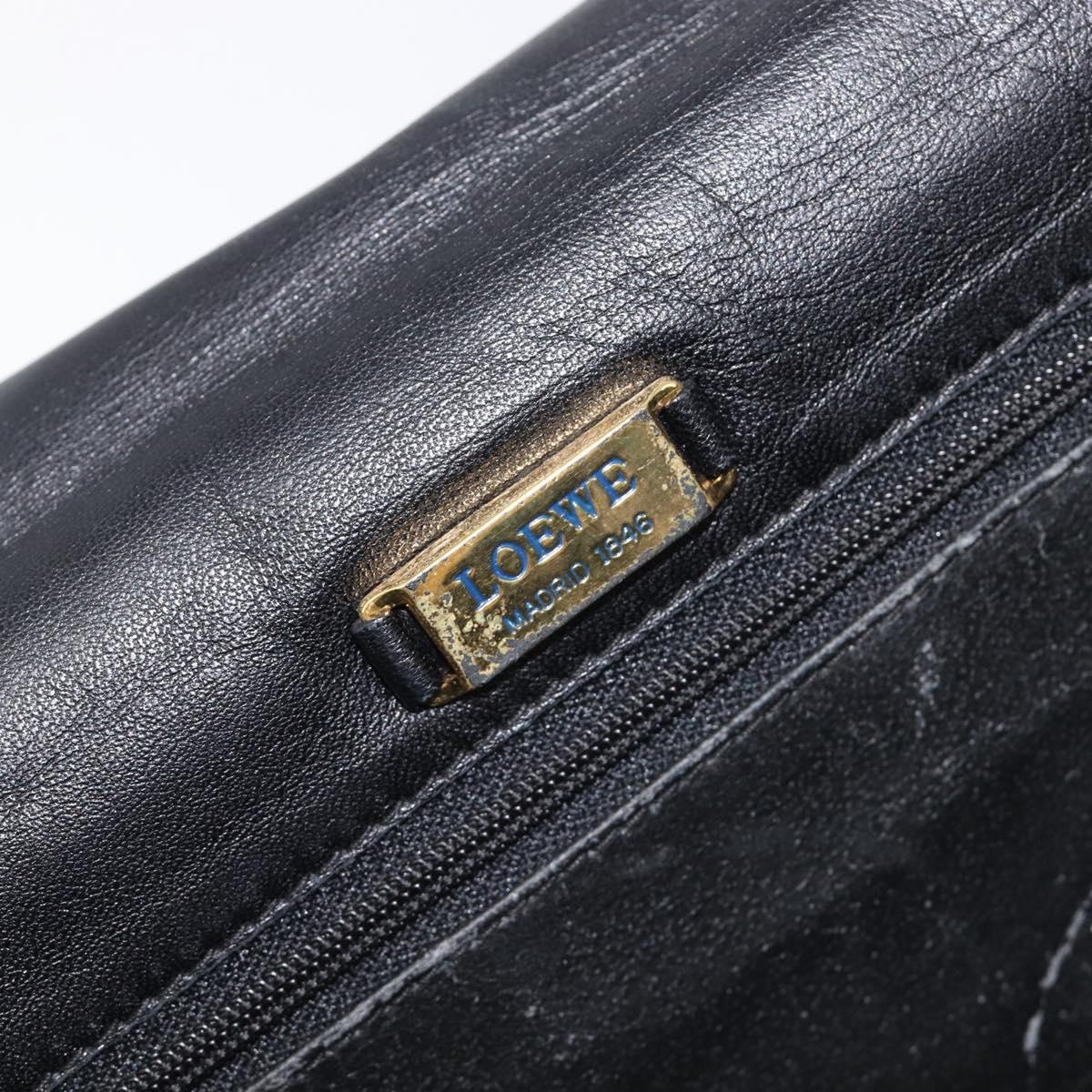 LOEWE Shoulder Bag Leather Black Auth 211966