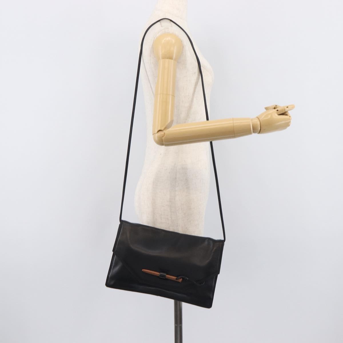 LOEWE Shoulder Bag Leather Black Auth 211966