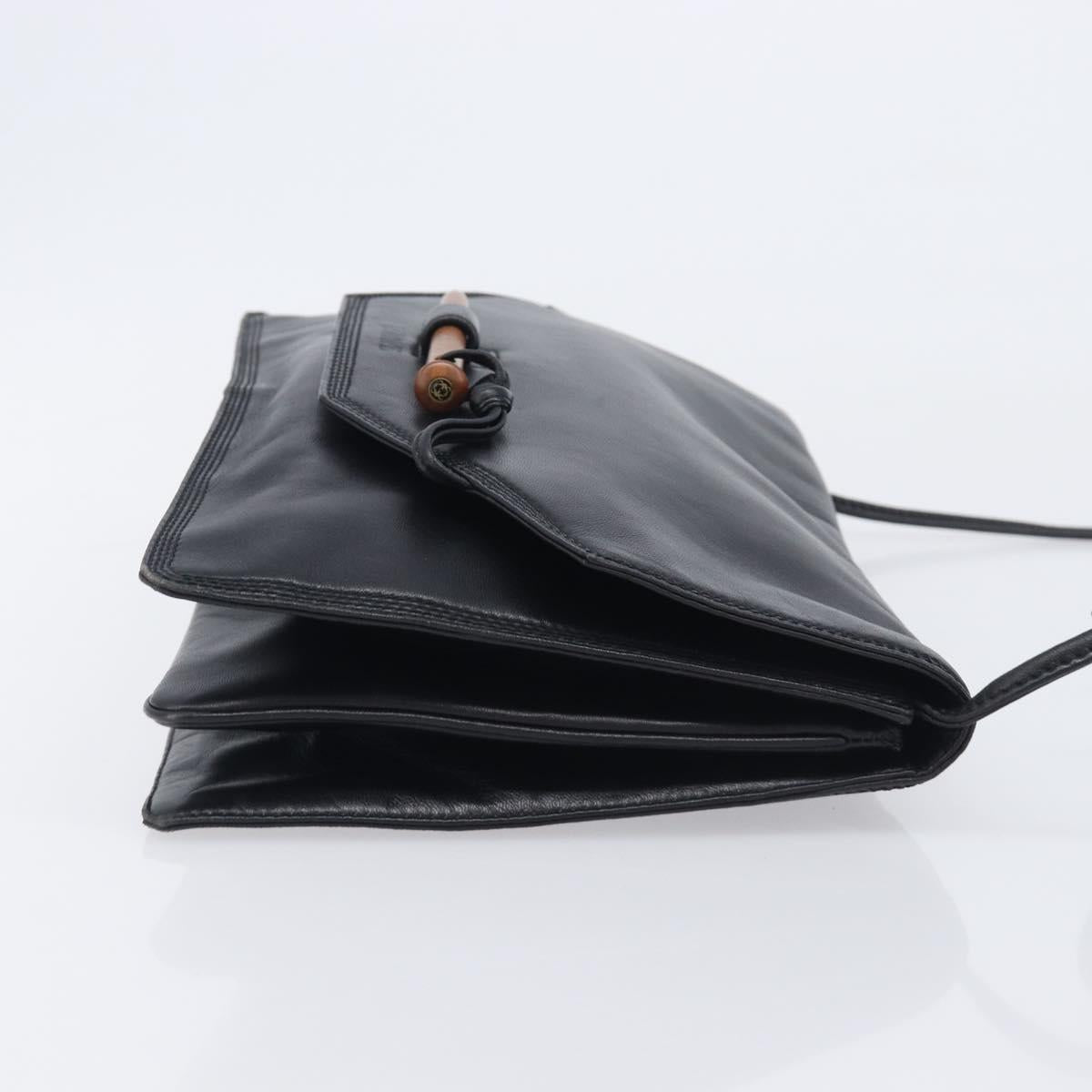 LOEWE Shoulder Bag Leather Black Auth 211966