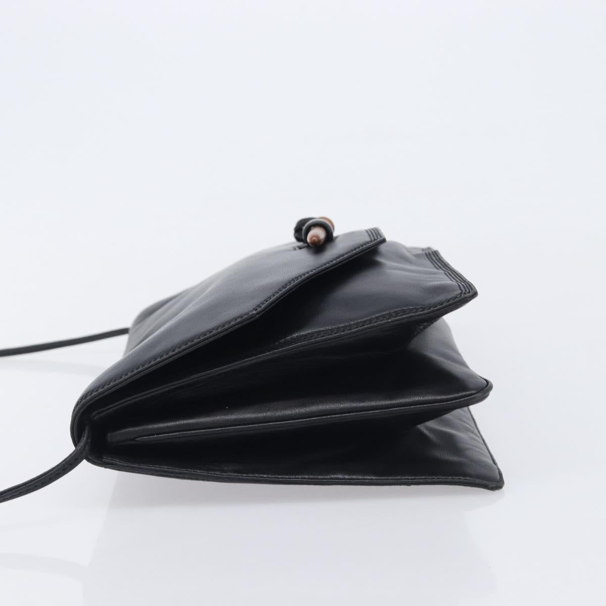 LOEWE Shoulder Bag Leather Black Auth 211966