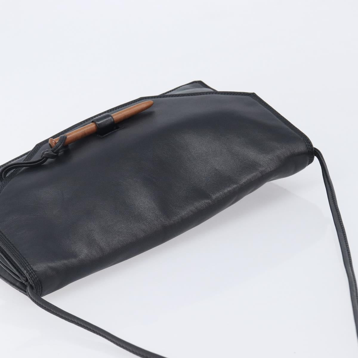 LOEWE Shoulder Bag Leather Black Auth 211966