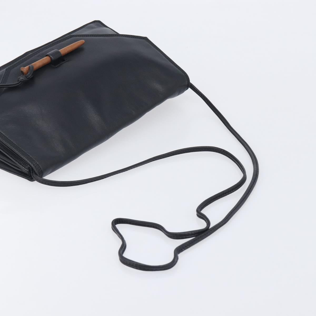 LOEWE Shoulder Bag Leather Black Auth 211966
