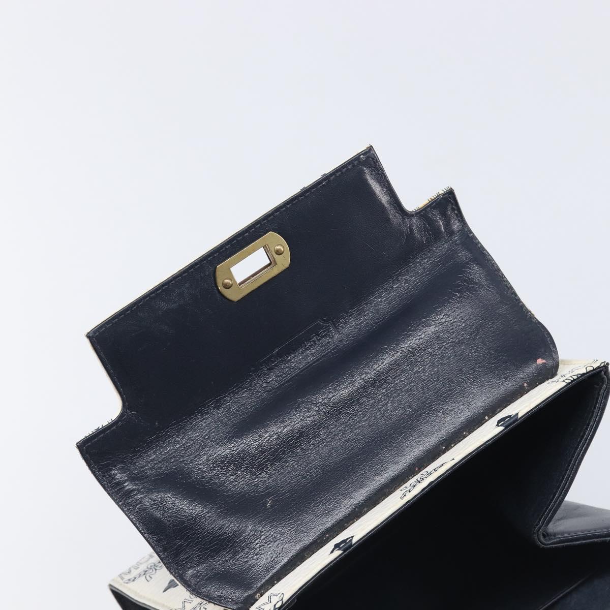 MCM Vicetos Logogram Hand Bag PVC Leather White Gold Auth 211968