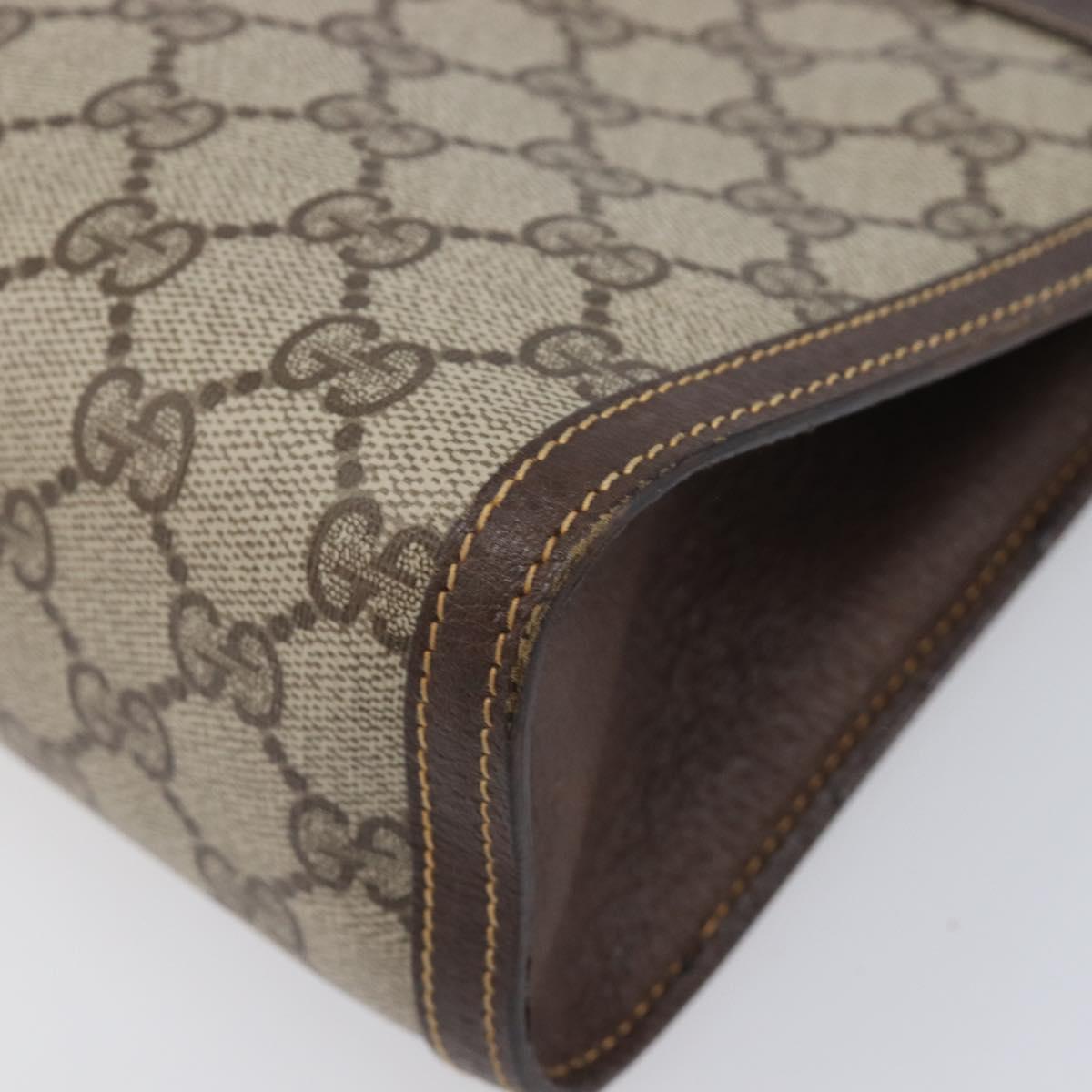 GUCCI GG Supreme Clutch Bag PVC Beige 014 89 0102 Auth 211971