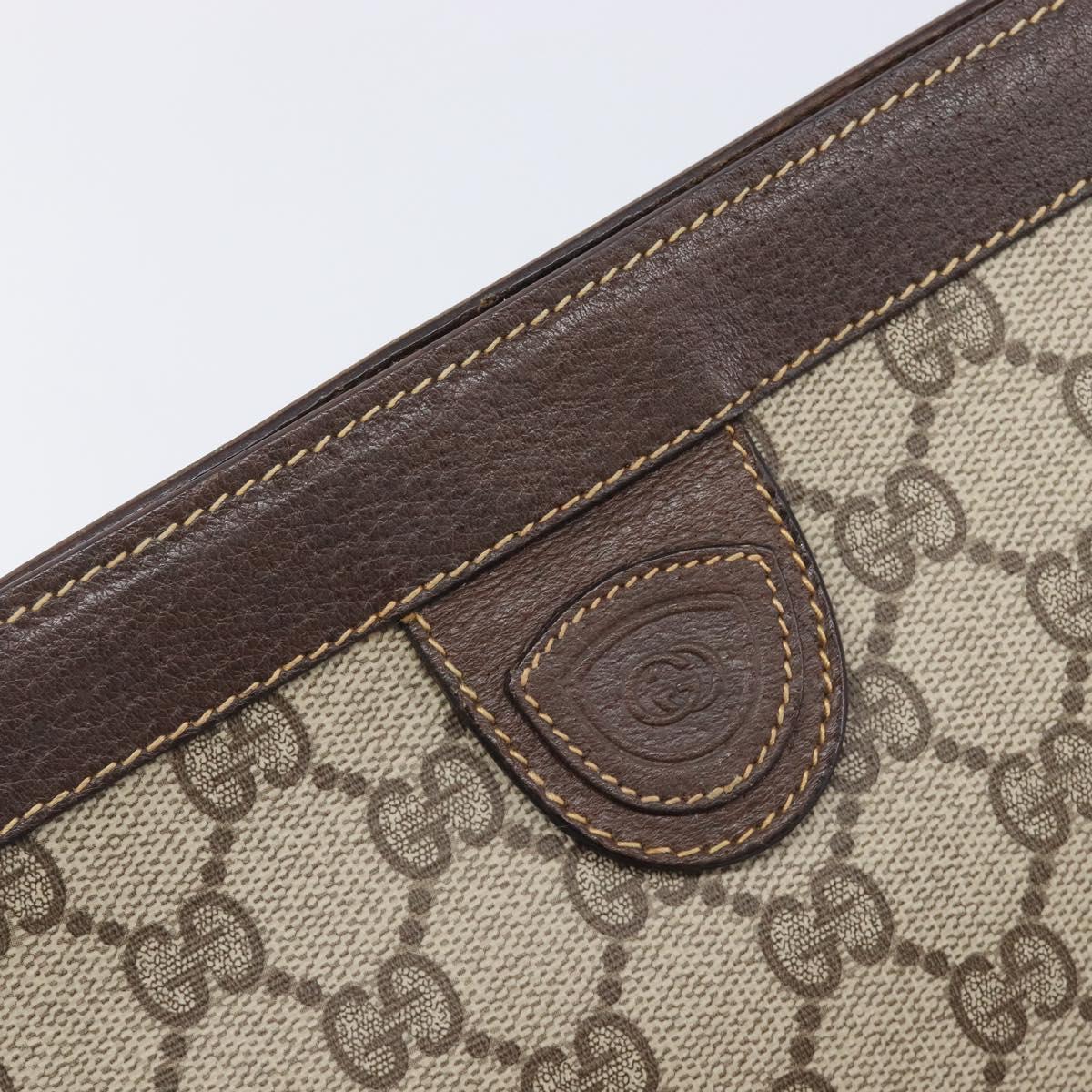 GUCCI GG Supreme Clutch Bag PVC Beige 014 89 0102 Auth 211971