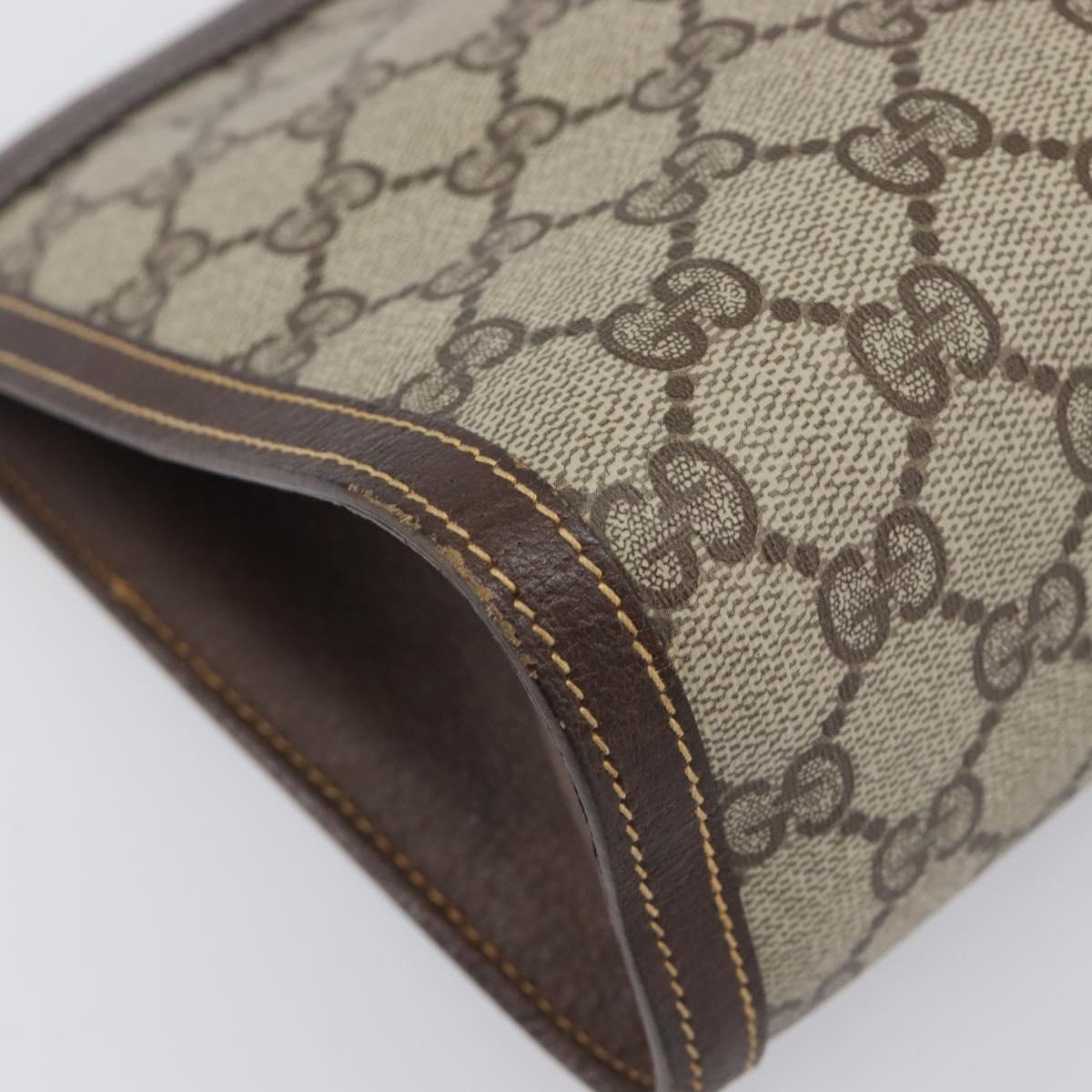 GUCCI GG Supreme Clutch Bag PVC Beige 014 89 0102 Auth 211971