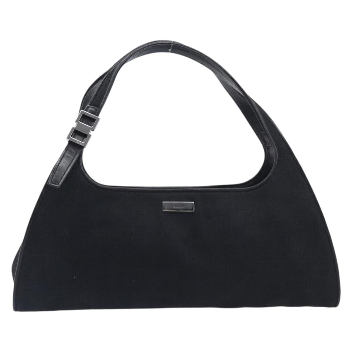 GUCCI Hand Bag Canvas Black Silver 001 4243 Auth 211972A
