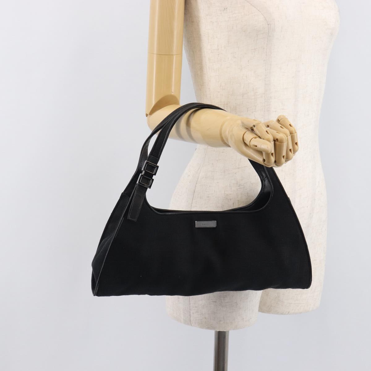 GUCCI Hand Bag Canvas Black Silver 001 4243 Auth 211972A