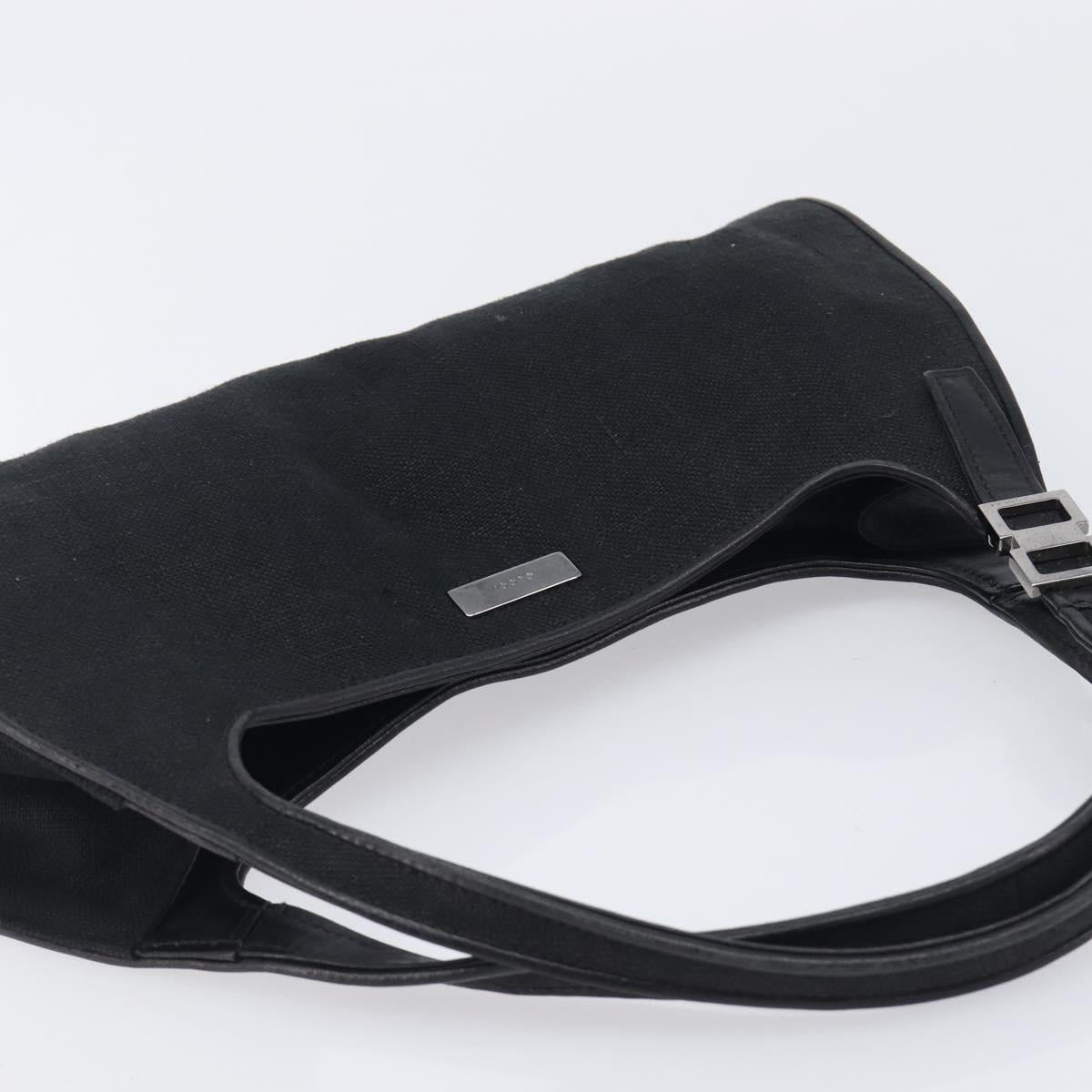 GUCCI Hand Bag Canvas Black Silver 001 4243 Auth 211972A