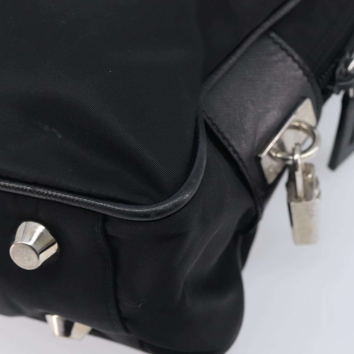 PRADA Business Bag Nylon Black Silver Auth 211973A