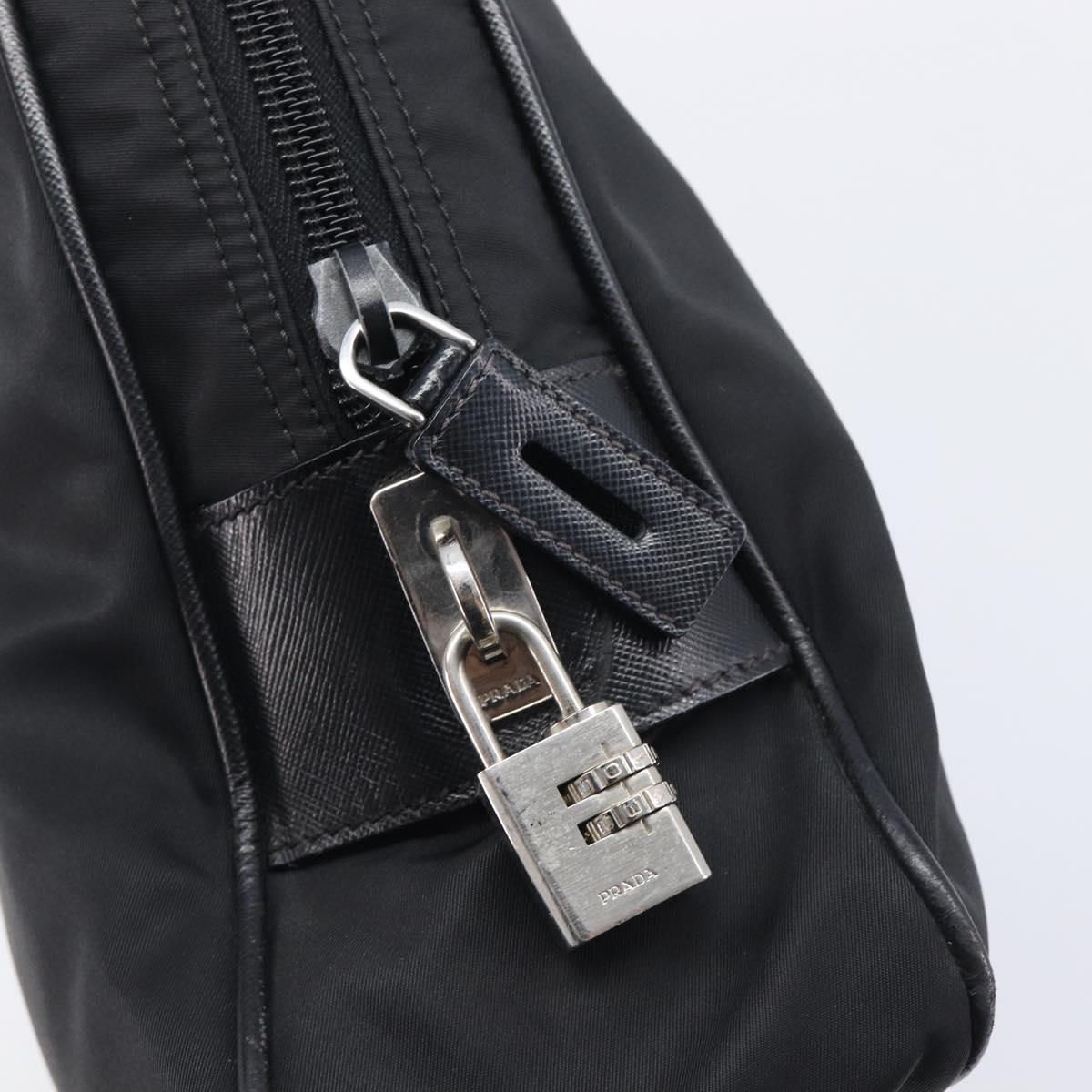 PRADA Business Bag Nylon Black Silver Auth 211973A