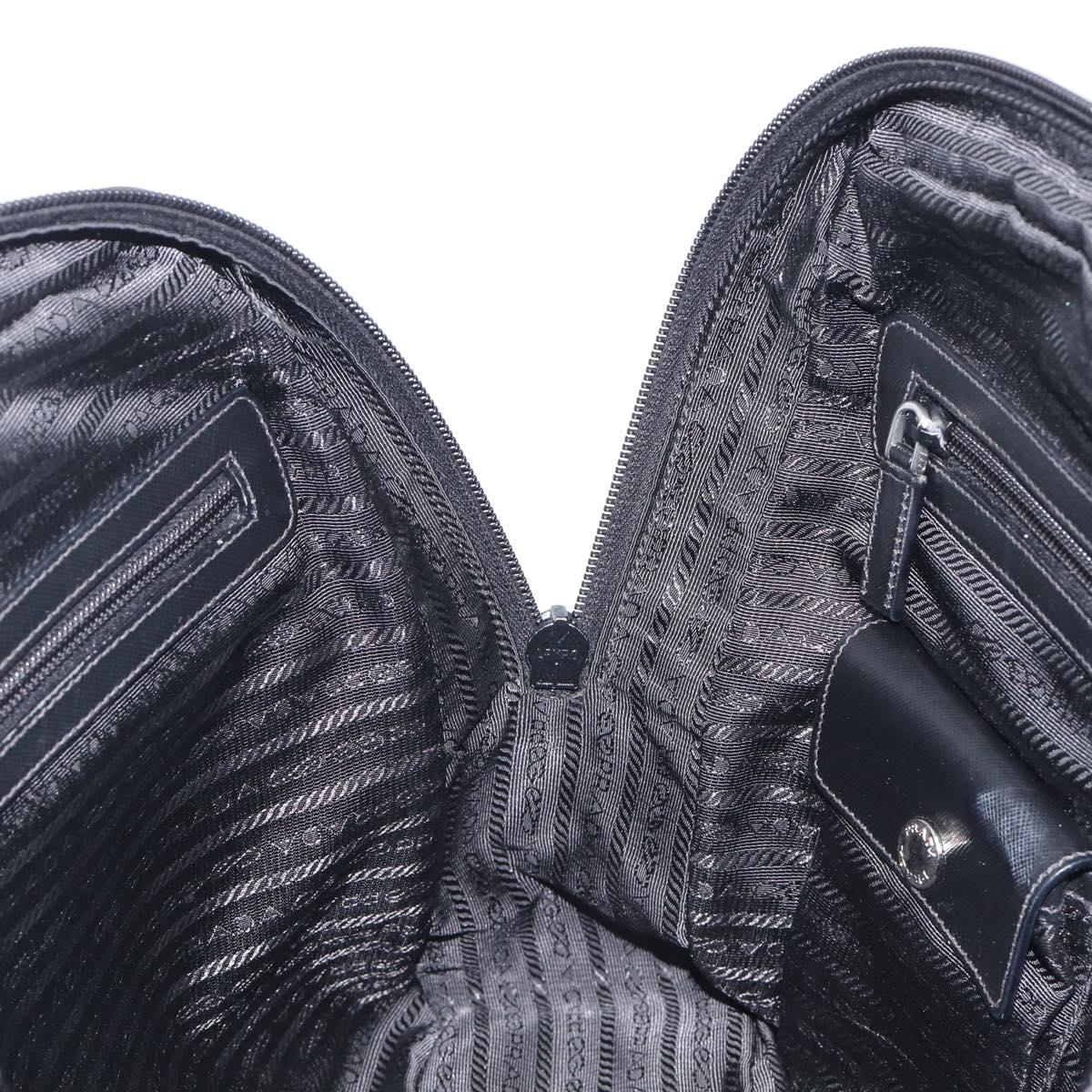 PRADA Business Bag Nylon Black Silver Auth 211973A
