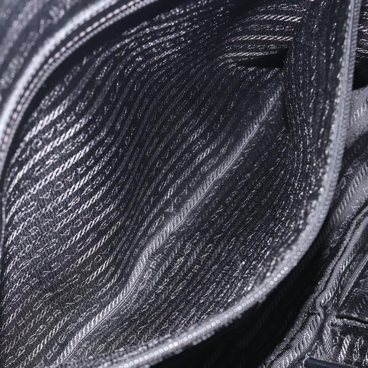 PRADA Business Bag Nylon Black Silver Auth 211973A
