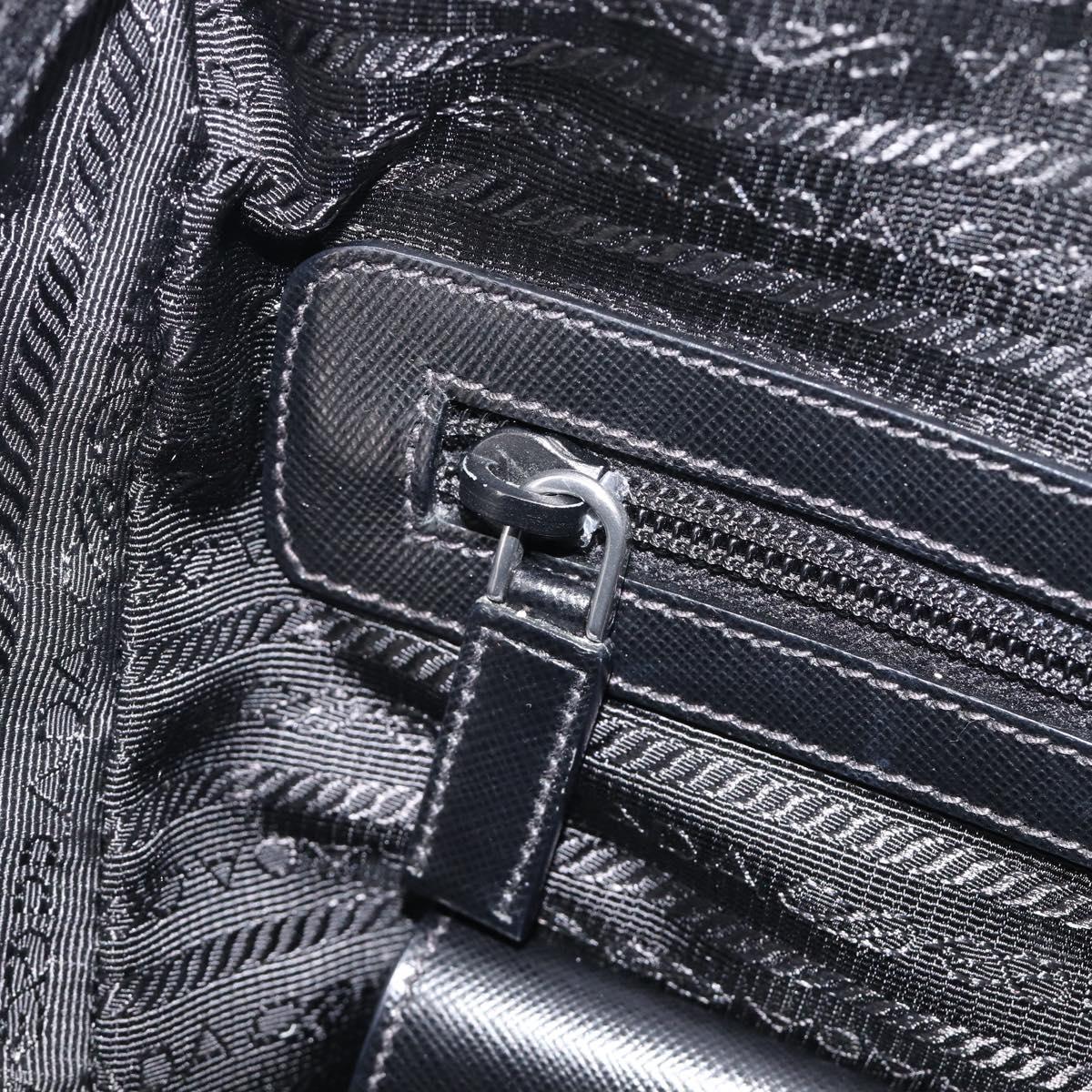 PRADA Business Bag Nylon Black Silver Auth 211973A