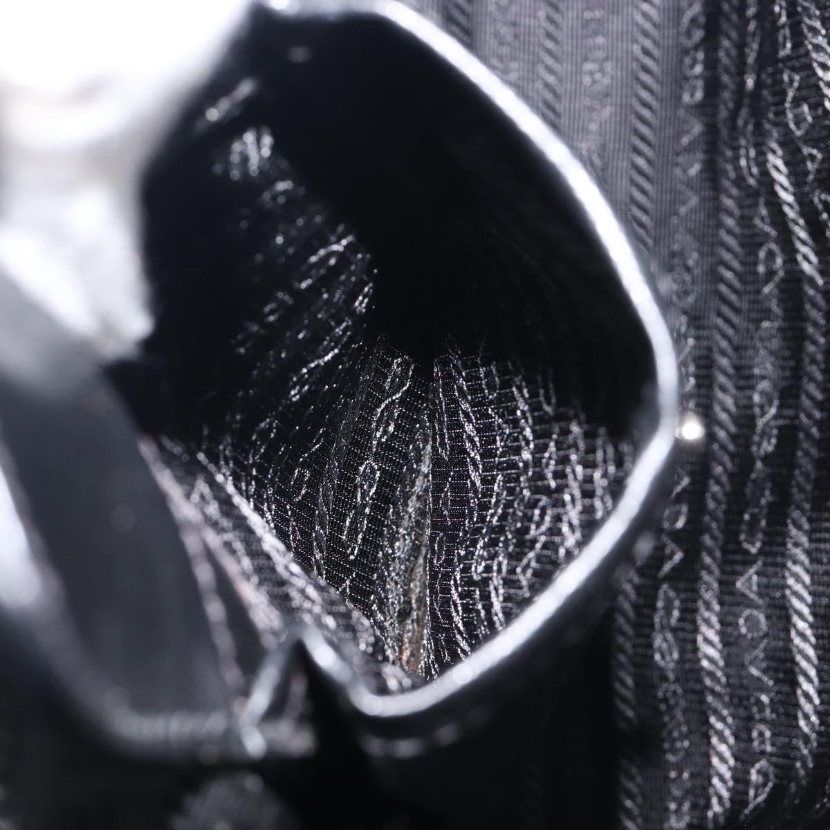 PRADA Business Bag Nylon Black Silver Auth 211973A