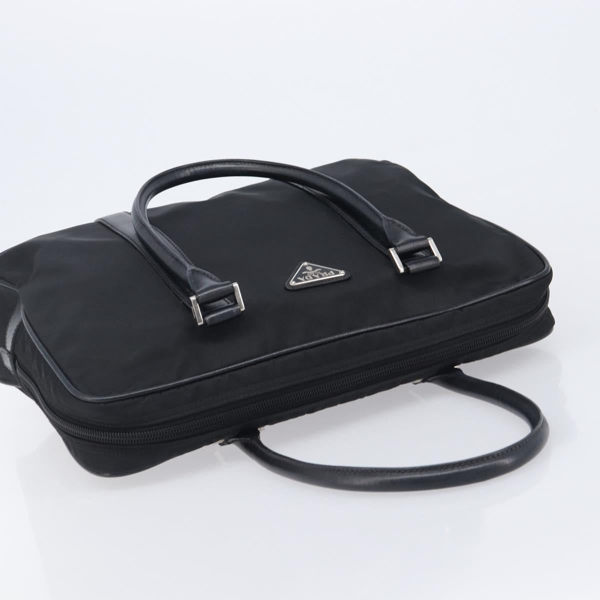 PRADA Business Bag Nylon Black Silver Auth 211973A