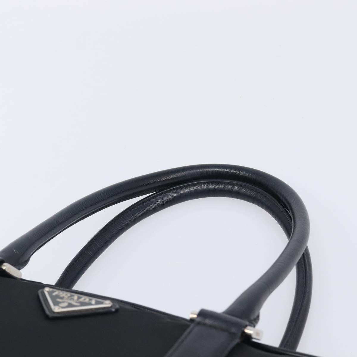 PRADA Business Bag Nylon Black Silver Auth 211973A
