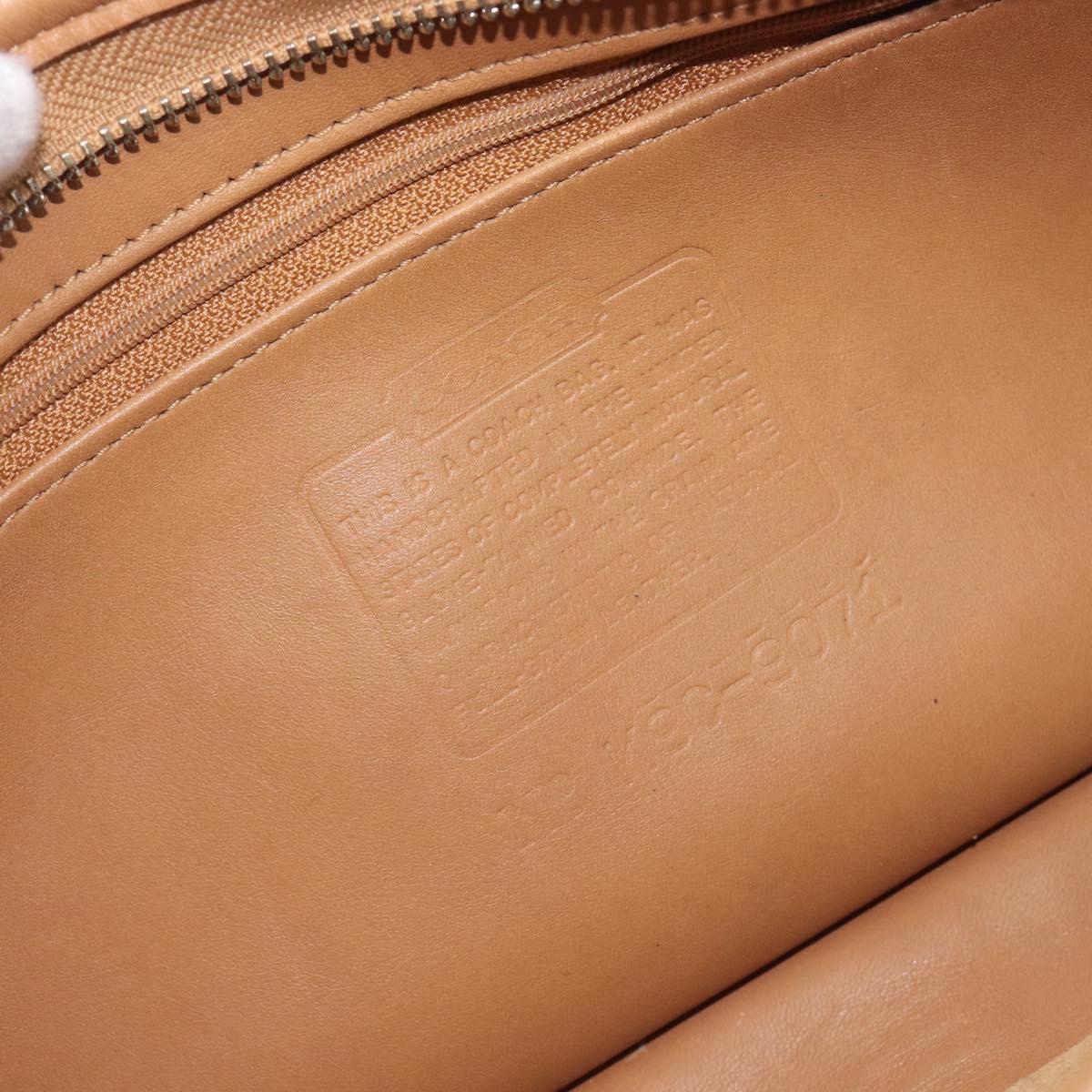 Coach Shoulder Bag Leather Beige Silver Auth 211975