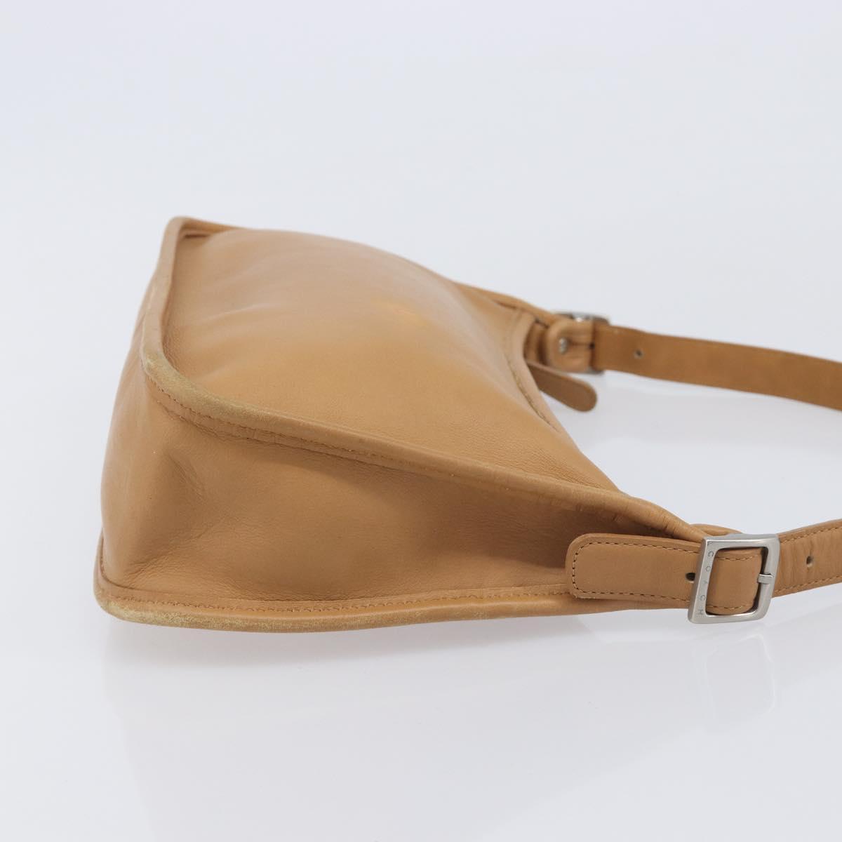 Coach Shoulder Bag Leather Beige Silver Auth 211975