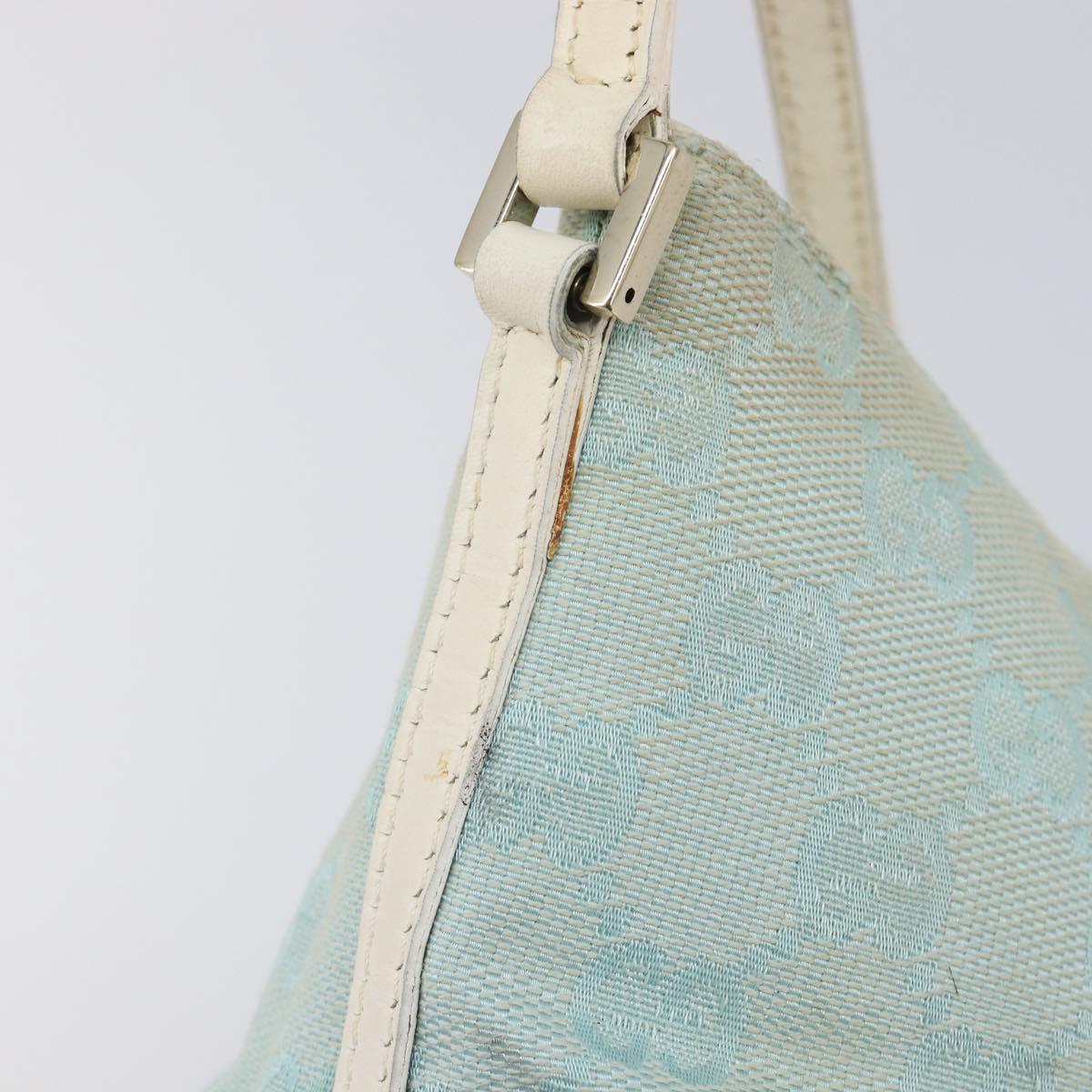 GUCCI GG Canvas Accessory Pouch Light Blue Gold 039 1103 Auth 211979
