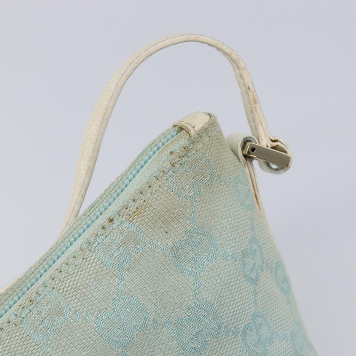 GUCCI GG Canvas Accessory Pouch Light Blue Gold 039 1103 Auth 211979