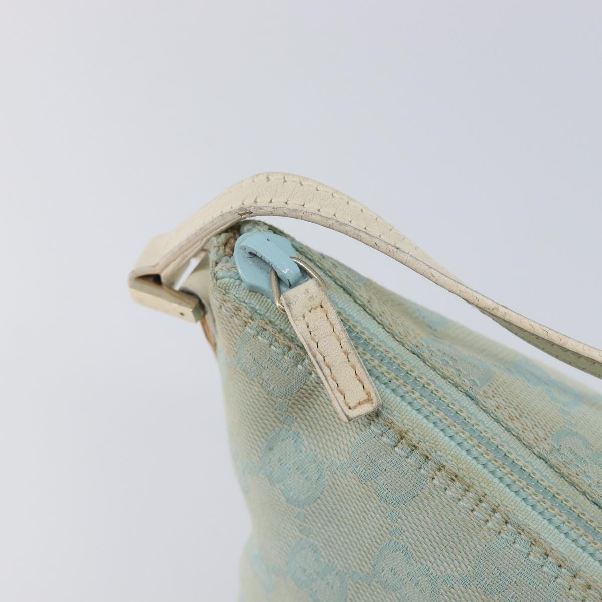 GUCCI GG Canvas Accessory Pouch Light Blue Gold 039 1103 Auth 211979