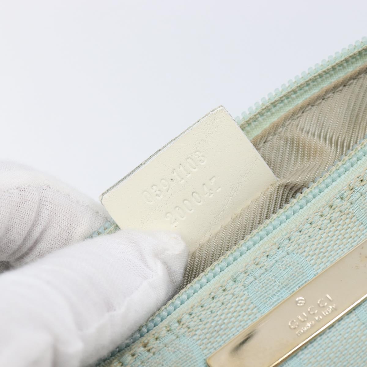 GUCCI GG Canvas Accessory Pouch Light Blue Gold 039 1103 Auth 211979