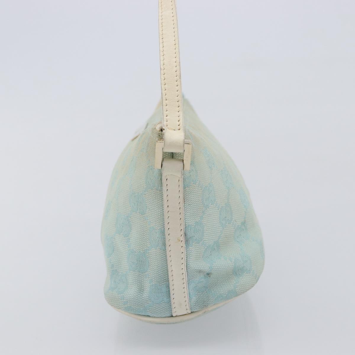 GUCCI GG Canvas Accessory Pouch Light Blue Gold 039 1103 Auth 211979
