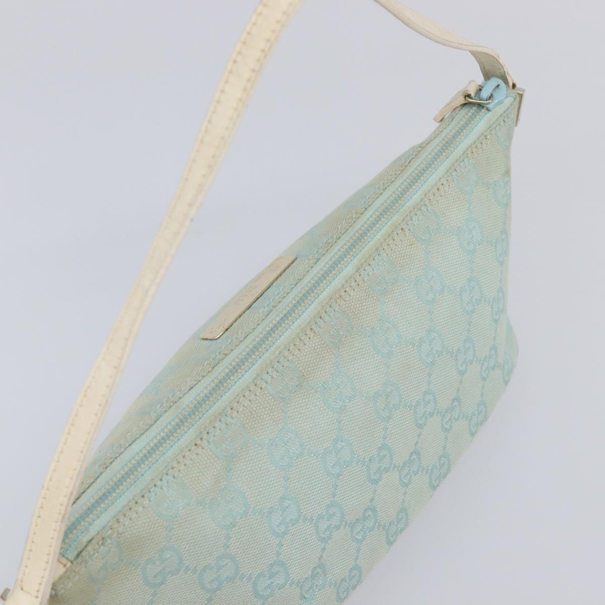 GUCCI GG Canvas Accessory Pouch Light Blue Gold 039 1103 Auth 211979
