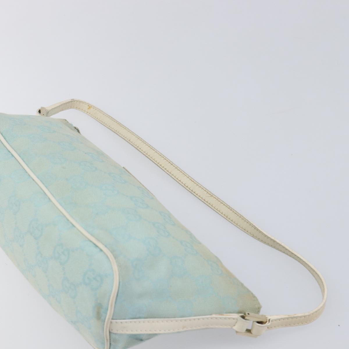 GUCCI GG Canvas Accessory Pouch Light Blue Gold 039 1103 Auth 211979