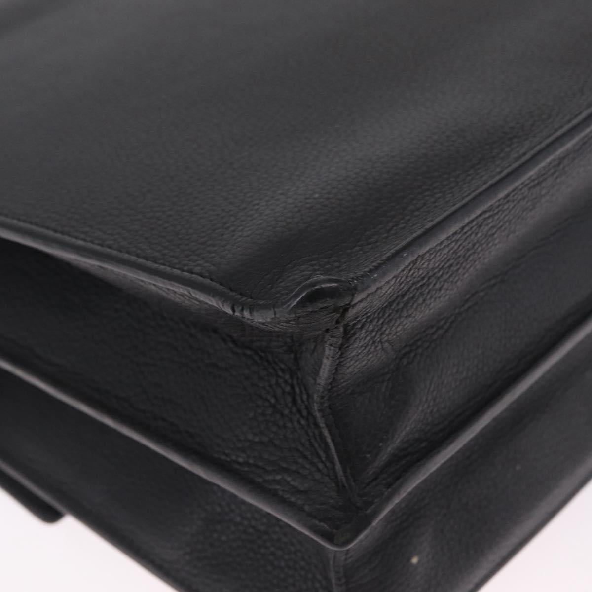 Cartier Business Bag Leather Black Silver Auth 211980A
