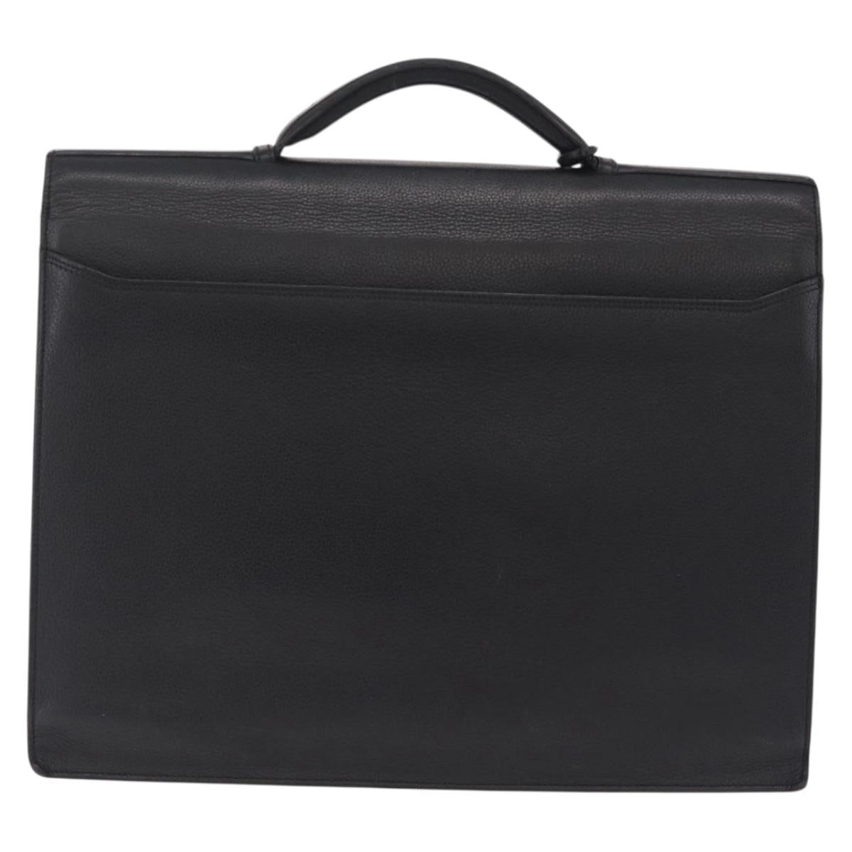 Cartier Business Bag Leather Black Silver Auth 211980A