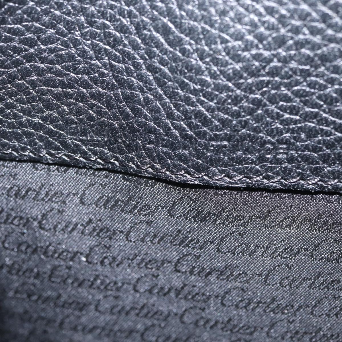 Cartier Business Bag Leather Black Silver Auth 211980A