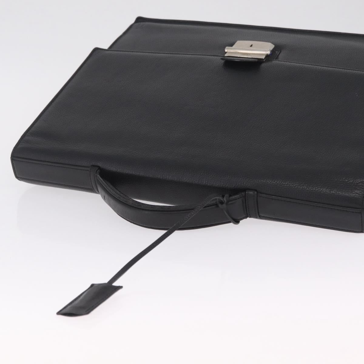 Cartier Business Bag Leather Black Silver Auth 211980A