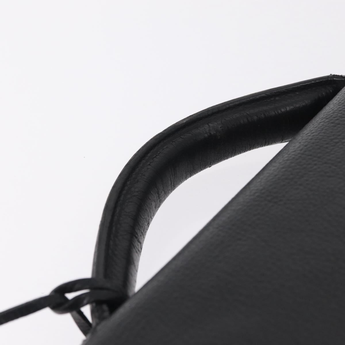 Cartier Business Bag Leather Black Silver Auth 211980A