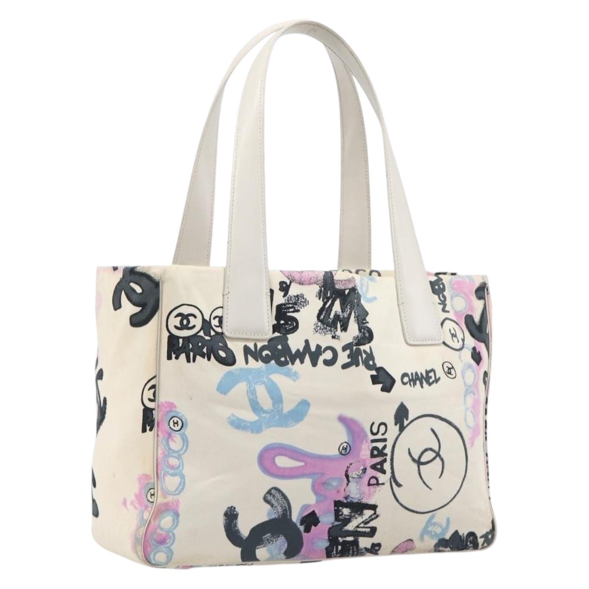 CHANEL New Travel Line Bag Canvas Hawaii Limited White Silver CC Auth 211982