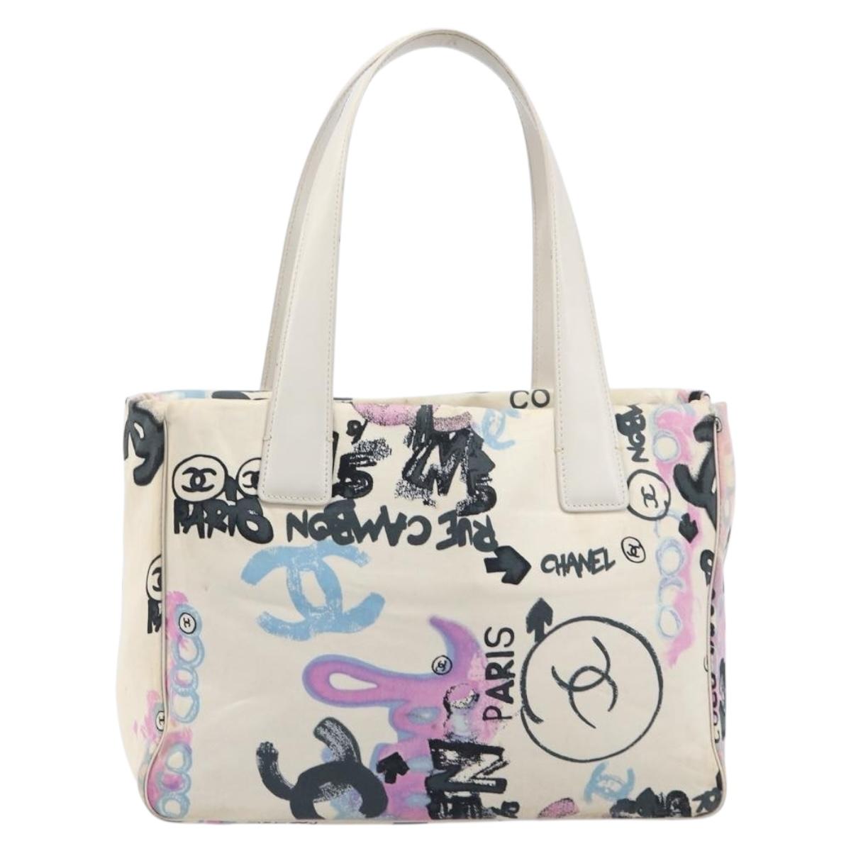 CHANEL New Travel Line Bag Canvas Hawaii Limited White Silver CC Auth 211982