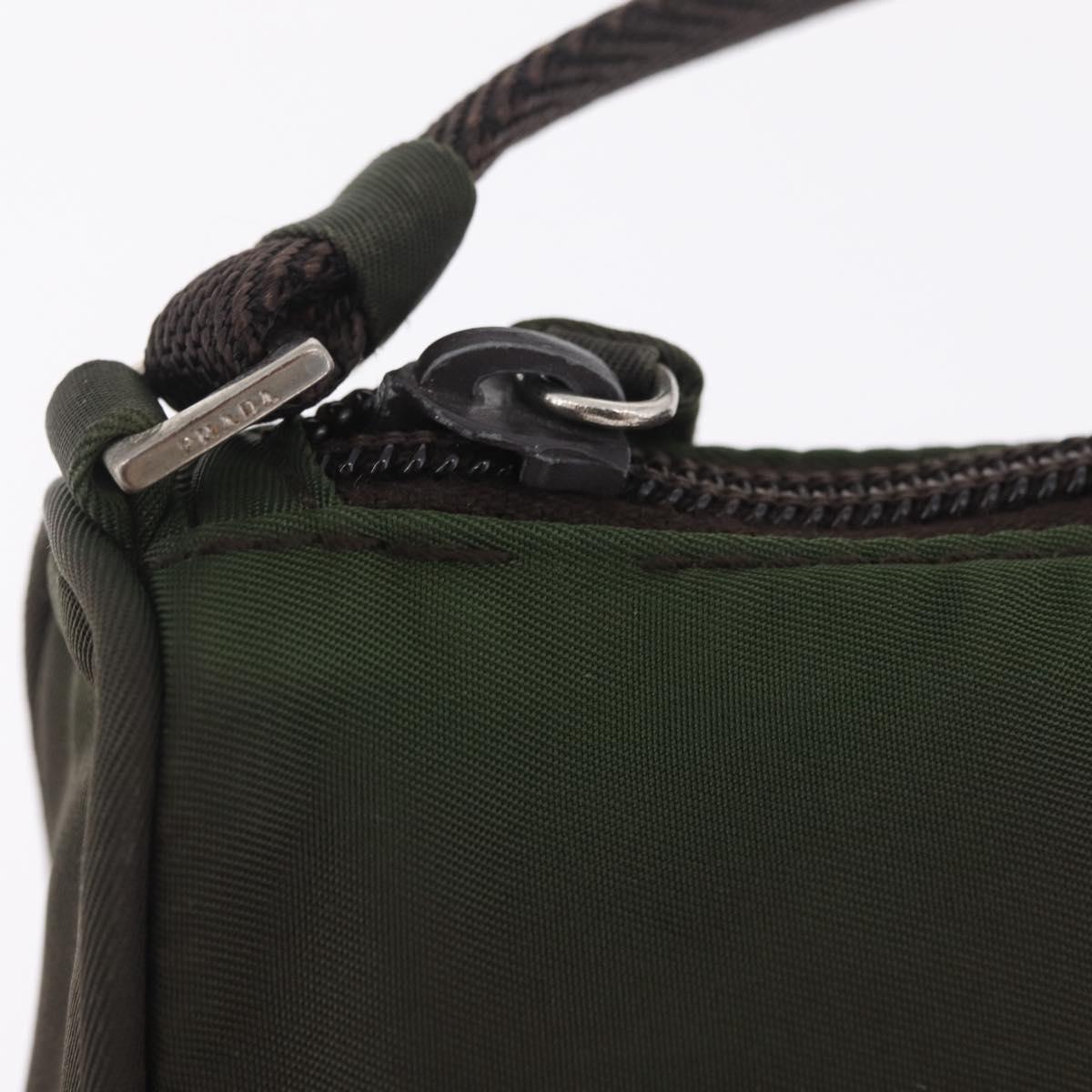 PRADA Hand Bag Nylon Green Silver Auth 211983A