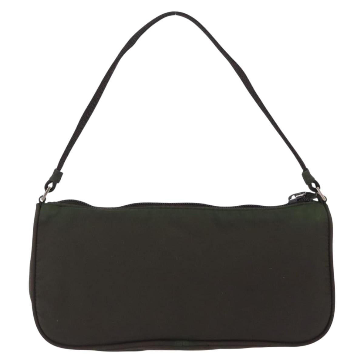 PRADA Hand Bag Nylon Green Silver Auth 211983A