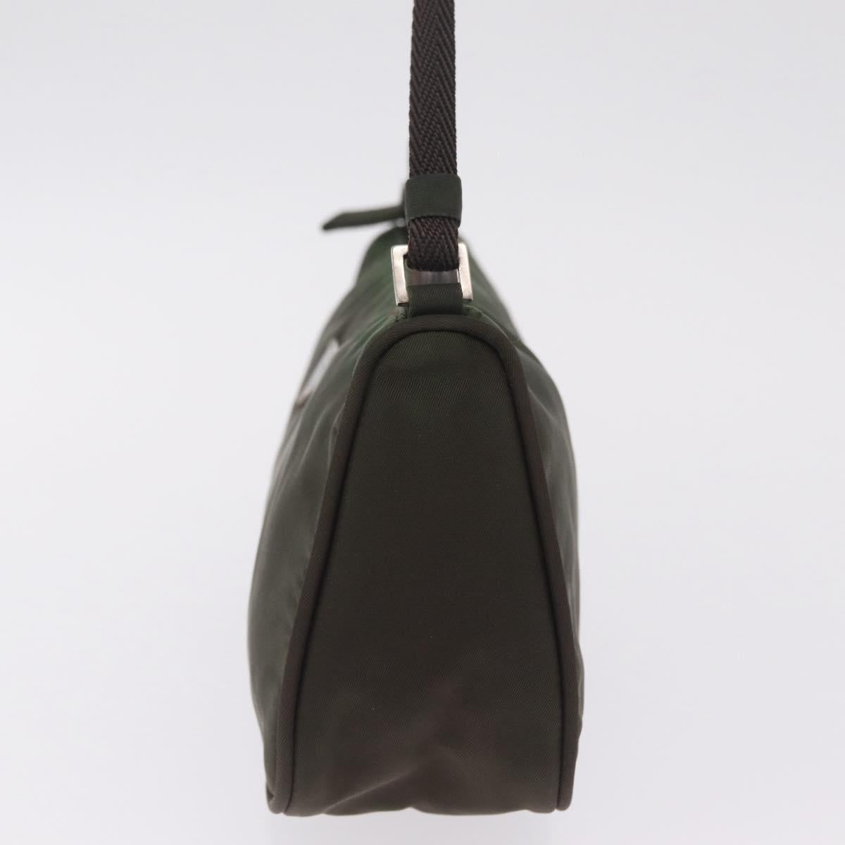 PRADA Hand Bag Nylon Green Silver Auth 211983A