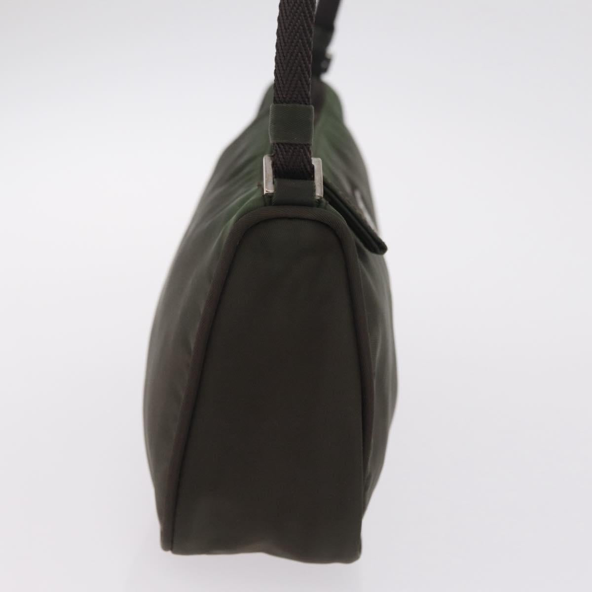PRADA Hand Bag Nylon Green Silver Auth 211983A