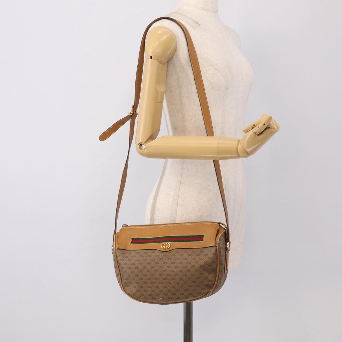 GUCCI Micro GG Supreme Web Sherry Line Bag PVC Beige 001 123 0918 Auth 211984
