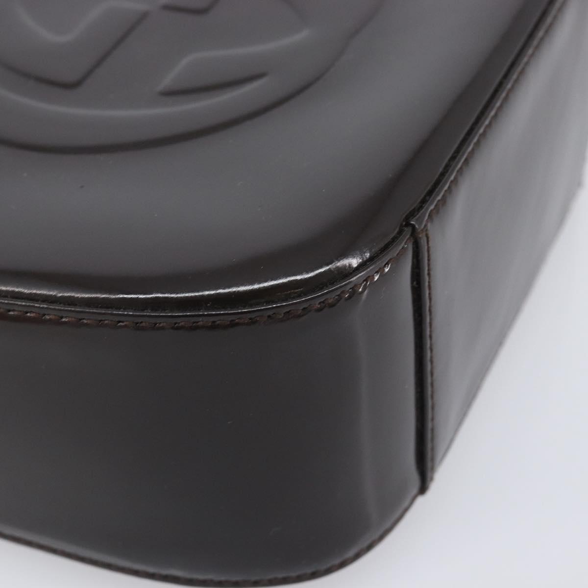 GUCCI Shoulder Bag Patent Leather Brown Silver 007 0249 Auth 211985
