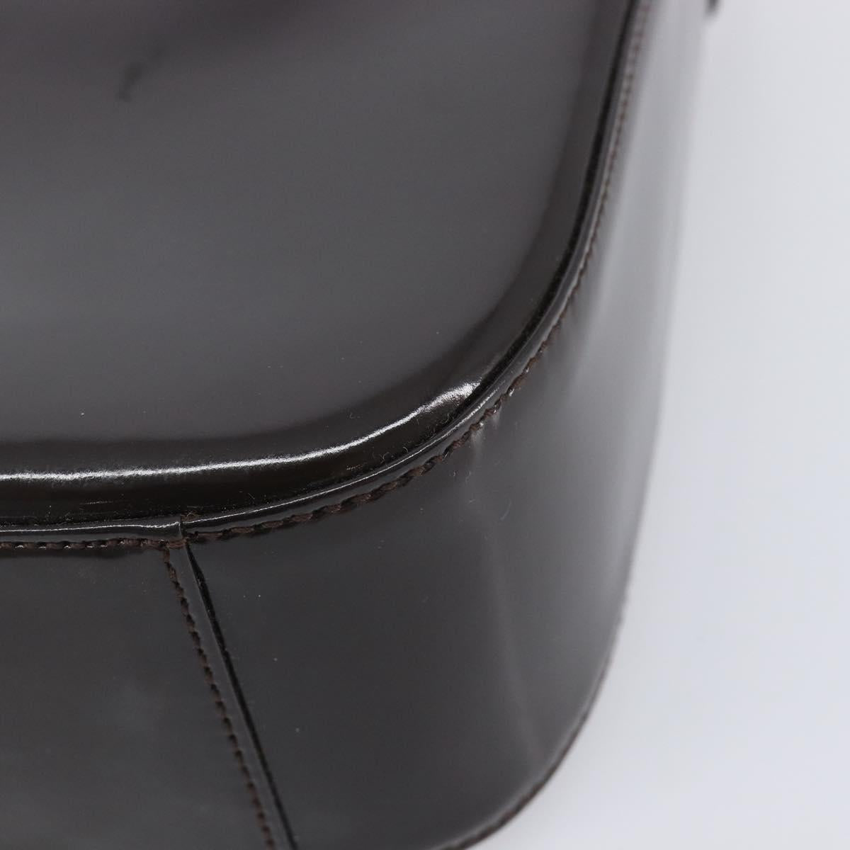 GUCCI Shoulder Bag Patent Leather Brown Silver 007 0249 Auth 211985